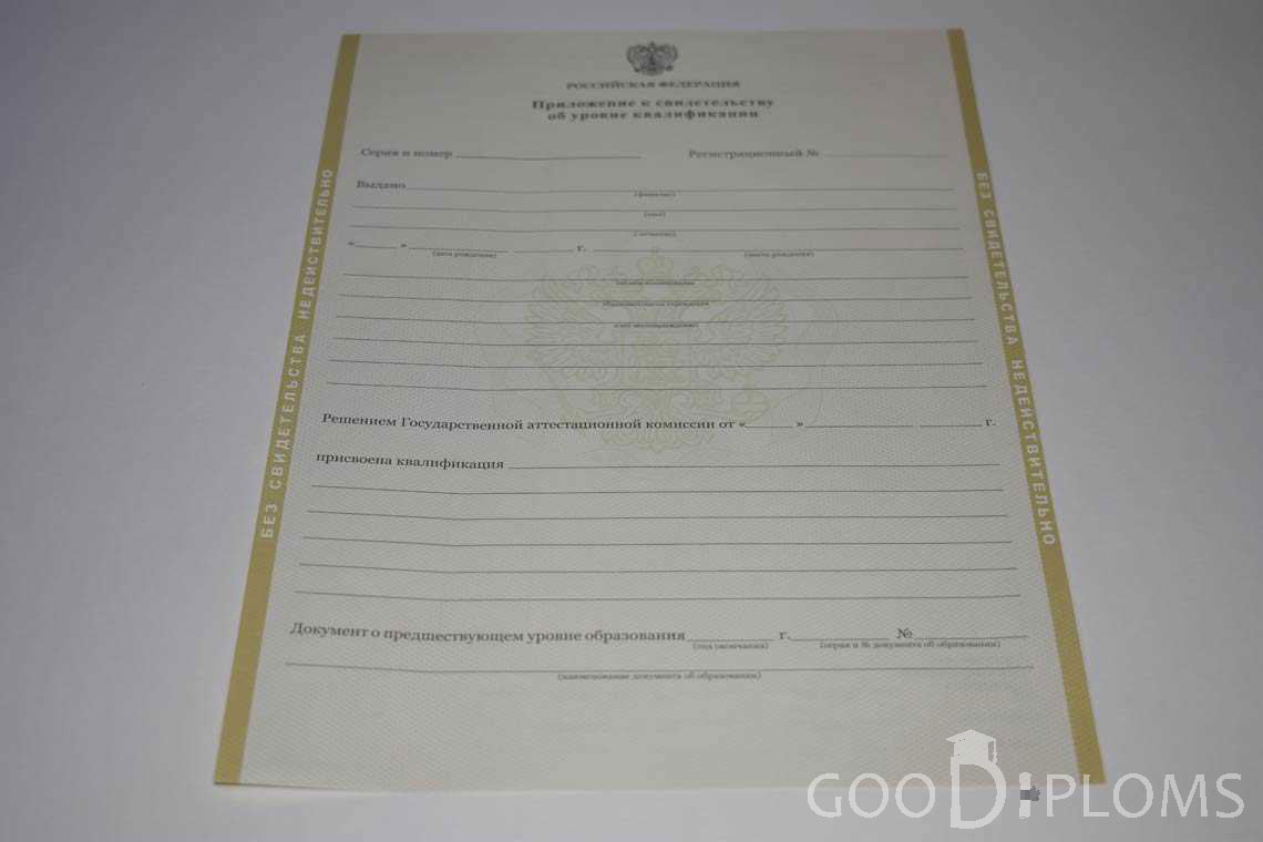 Приложение к Свидетельству об Уровне Квалификации период выдачи 2011-2020 -  Смоленск